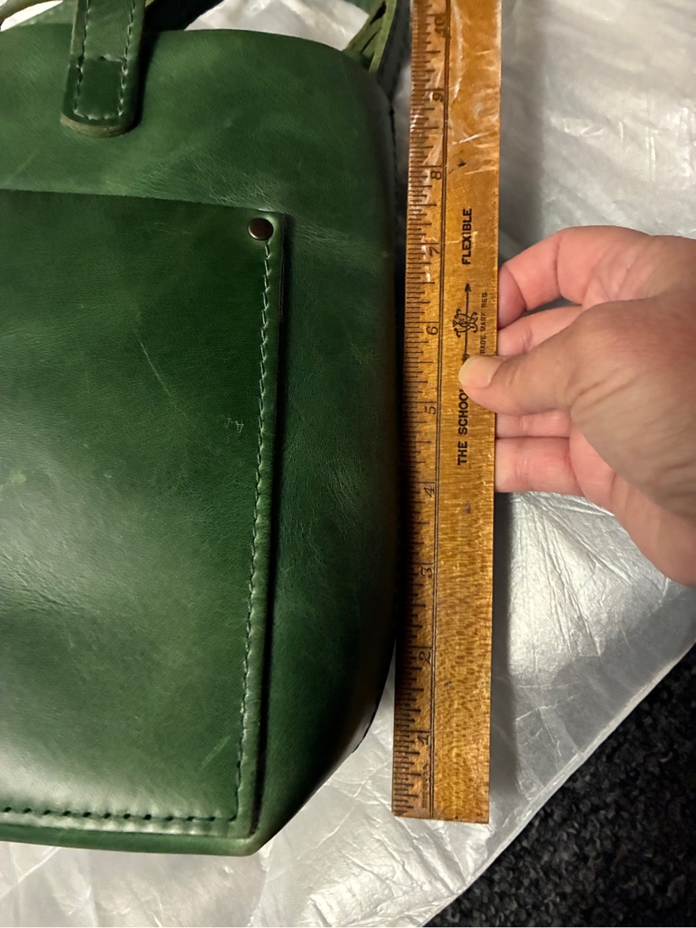 Portland Leather Green Leather Crossbody Tote with Front Slip Pocket - Picture 8 of 10